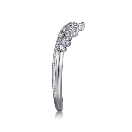 14K White Gold Curved Diamond Anniversary Band