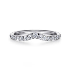 14K White Gold Curved Diamond Anniversary Band