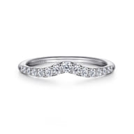 14K White Gold Curved Diamond Anniversary Band