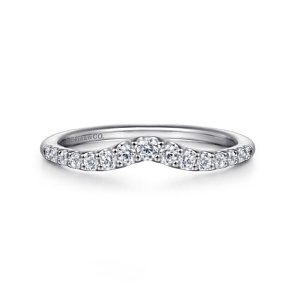 14K White Gold Curved Diamond Anniversary Band