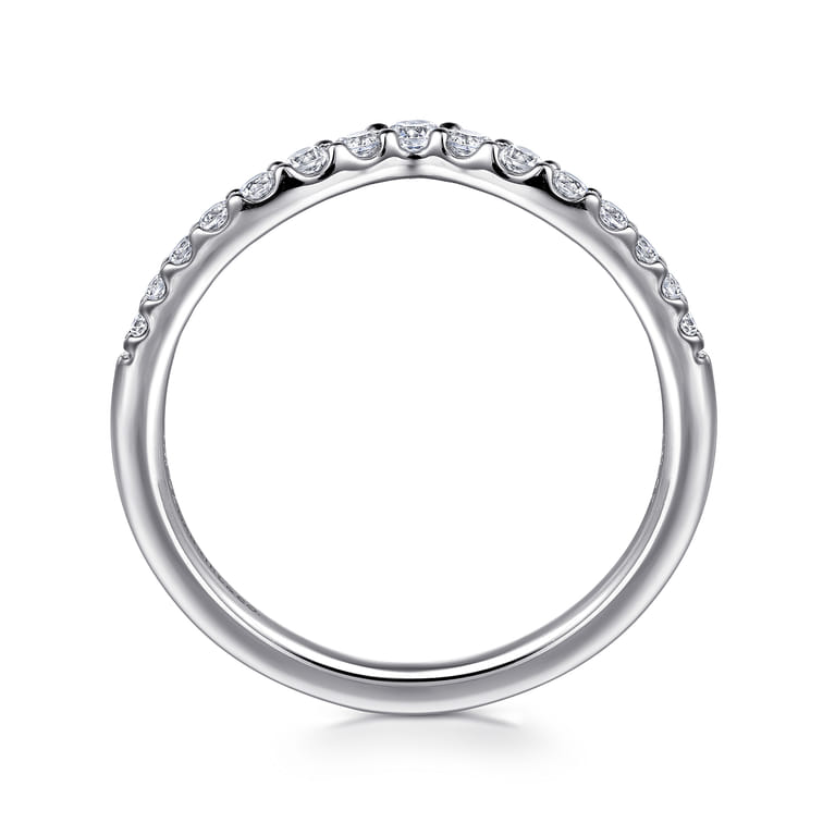 Curved Wedding Ring in 14k White Gold with Round Natural Diamond at Gabriel & Co. - Shot 2