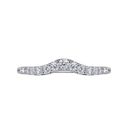 14K White Gold Curved Diamond Anniversary Band