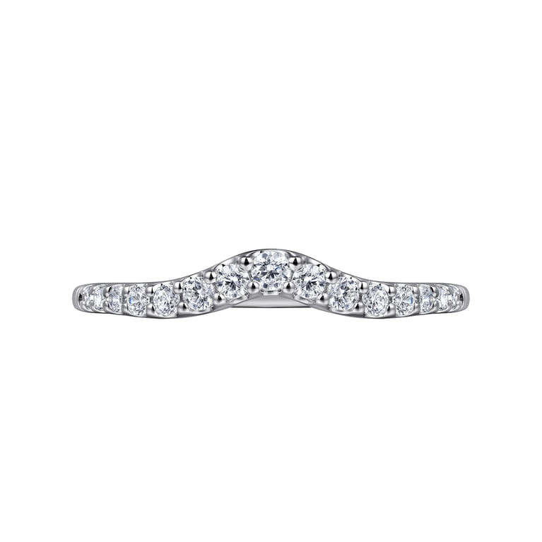 Curved Wedding Ring in 14k White Gold with Round Natural Diamond at Gabriel & Co. - Shot 6