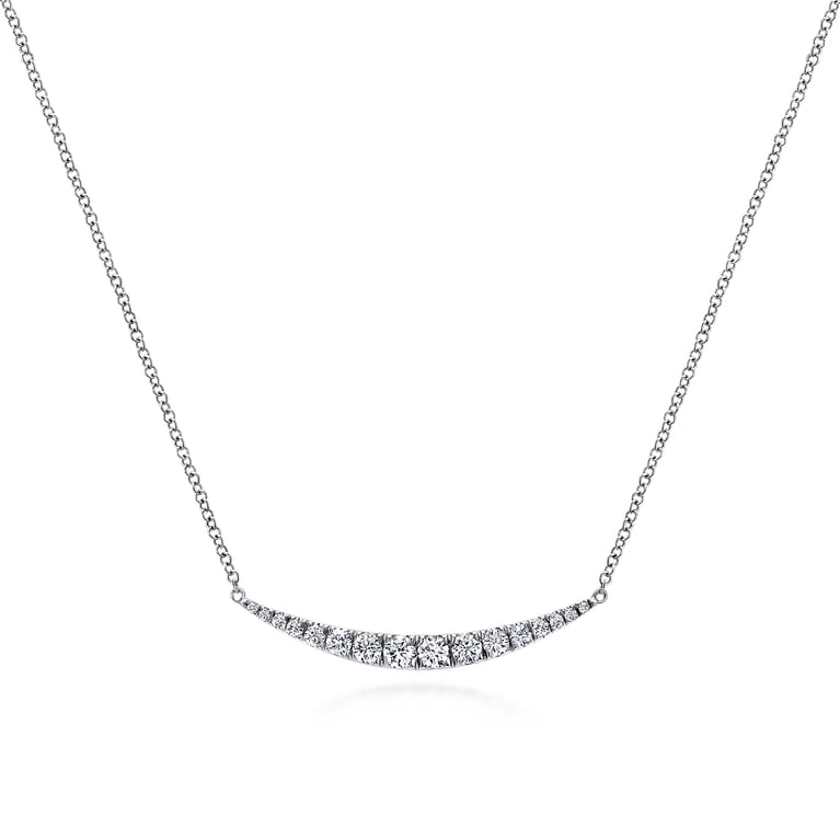 14K White Gold Curved Diamond Bar Necklace - 0.5 ct - Shot 1