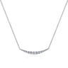 14K White Gold Curved Diamond Bar Necklace - 0.5 ct