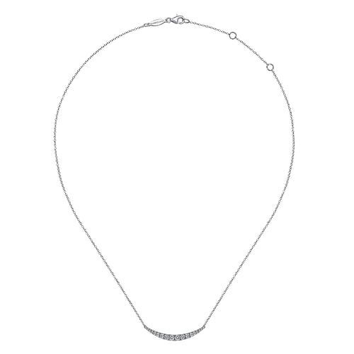14K White Gold Curved Diamond Bar Necklace - 0.5 ct - Shot 2