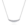 14K White Gold Curved Diamond Bar Necklace - 0.5 ct