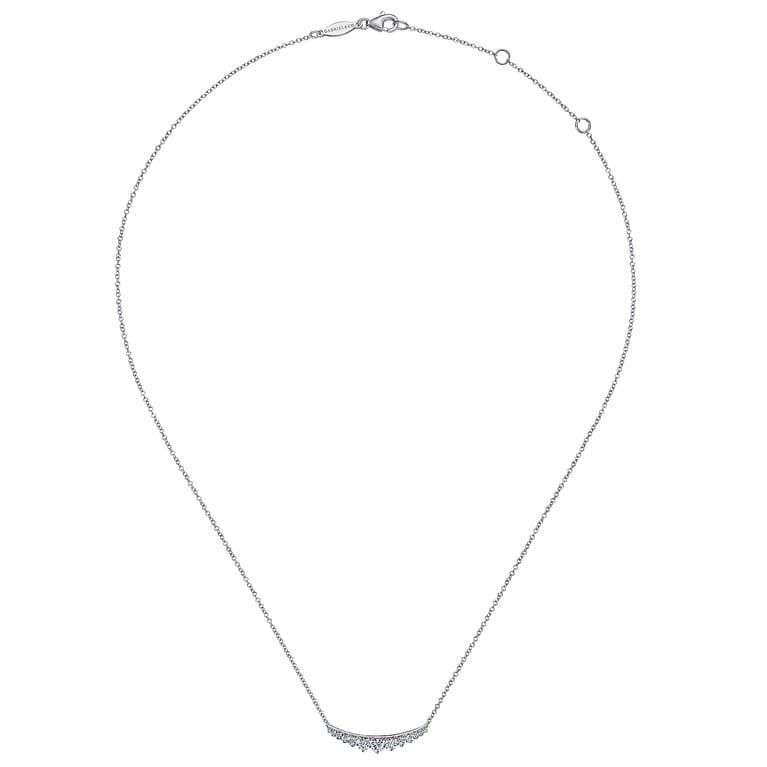 14K White Gold Curved Diamond Bar Necklace - 0.5 ct - Shot 2