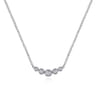 14K White Gold Curved Diamond Bar Necklace - 0.1 ct