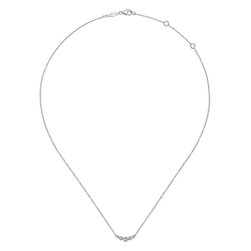 14K White Gold Curved Diamond Bar Necklace - 0.1 ct - Shot 2