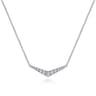 14K White Gold Curved Diamond Bar Necklace - 0.35 ct