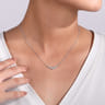 14K White Gold Curved Diamond Bar Necklace - 0.35 ct