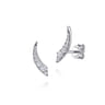 14K White Gold Curved Diamond Bar Stud Earrings - 0.25 ct