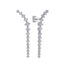 14K White Gold Curved Diamond Linear Stud Earrings - 1.6 ct
