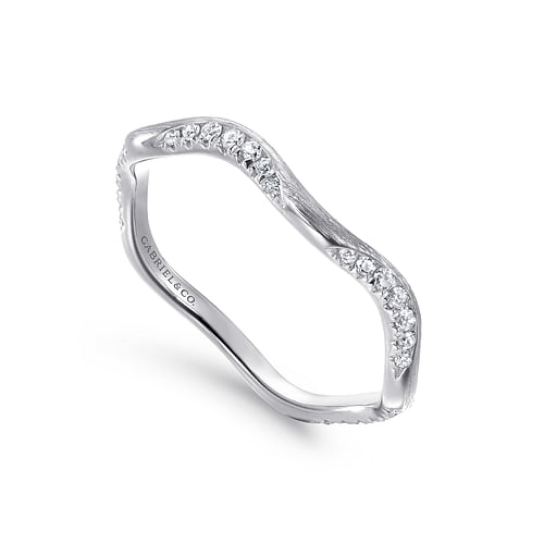 14K White Gold Curved Diamond Stackable Ring - 0.16 ct - Shot 3