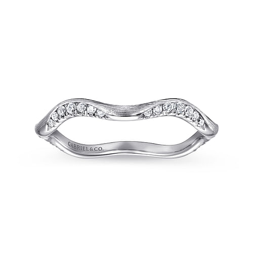 14K White Gold Curved Diamond Stackable Ring - 0.16 ct - Shot 4