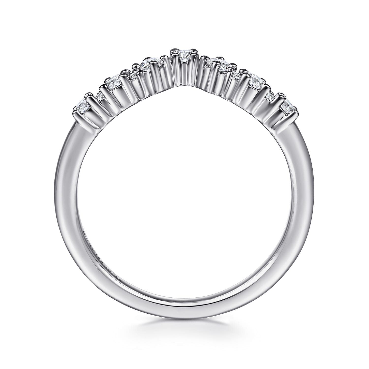 Curved Wedding Ring in 14k White Gold with Round Natural Diamond at Gabriel & Co. - Shot 2