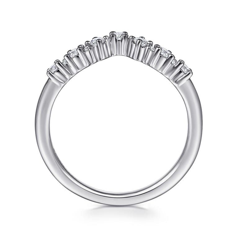 Curved Wedding Ring in 14k White Gold with Round Natural Diamond at Gabriel & Co. - Shot 2