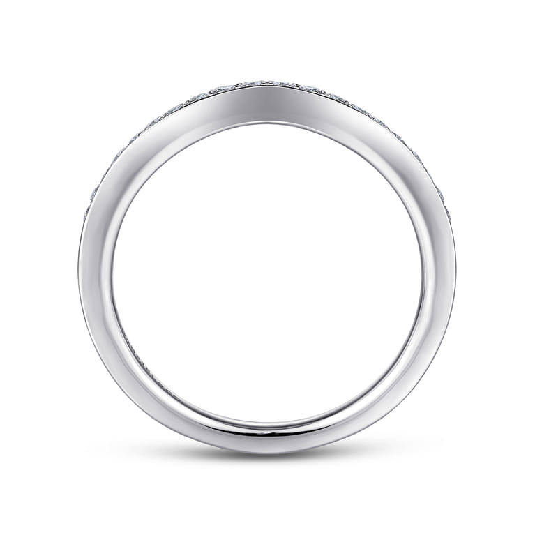 Curved Wedding Ring in 14k White Gold with Round Natural Diamond at Gabriel & Co. - Shot 2