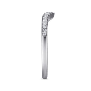 14K White Gold Curved Diamond Wedding Band
