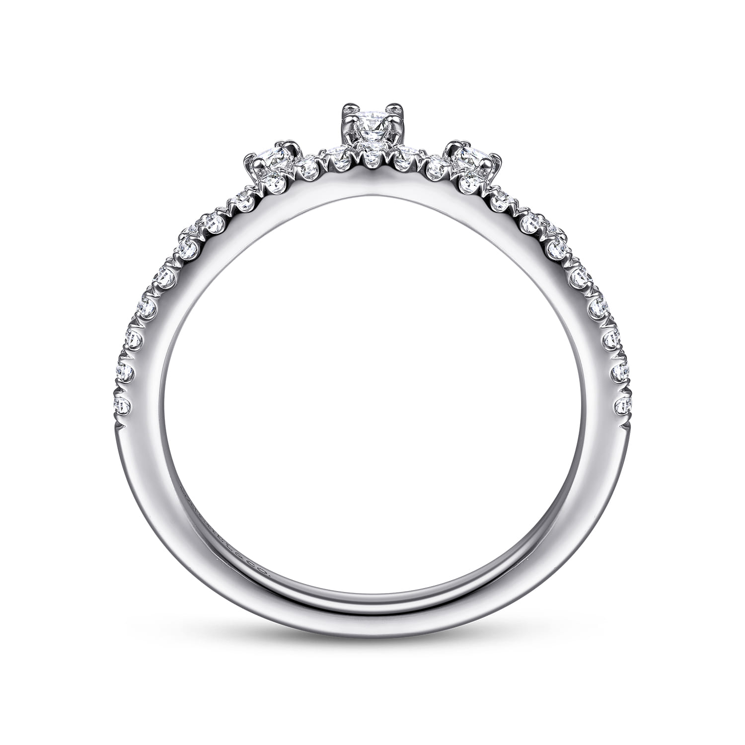 Curved Wedding Ring in 14k White Gold with Round Natural Diamond at Gabriel & Co. - Shot 2