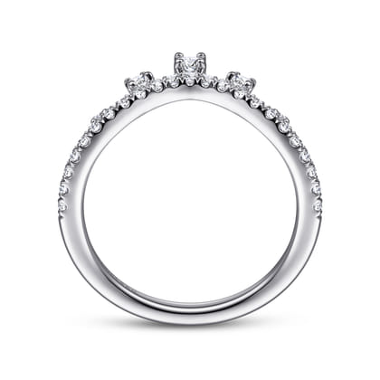 14K White Gold Curved Diamond Wedding Band