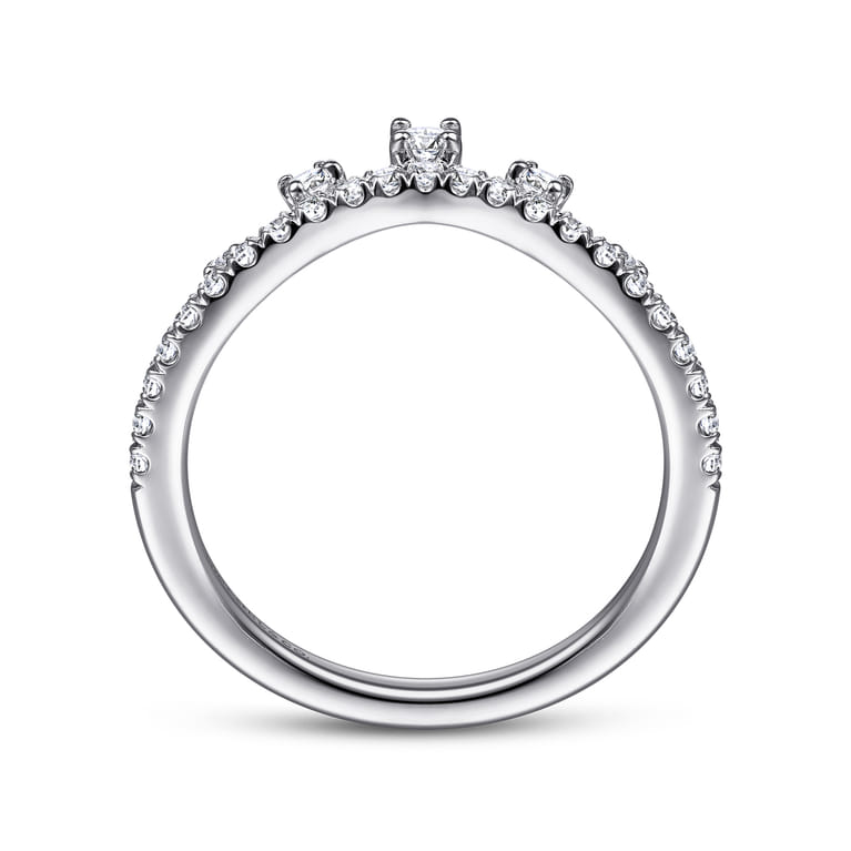 Curved Wedding Ring in 14k White Gold with Round Natural Diamond at Gabriel & Co. - Shot 2