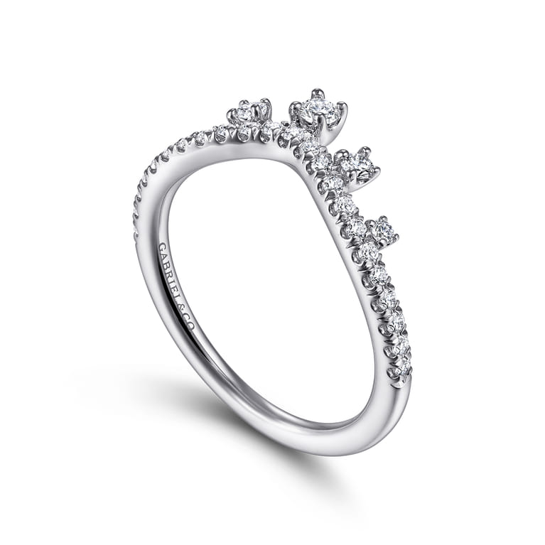 Curved Wedding Ring in 14k White Gold with Round Natural Diamond at Gabriel & Co. - Shot 3