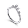 Curved Wedding Ring in 14k White Gold with Round Natural Diamond at Gabriel & Co.