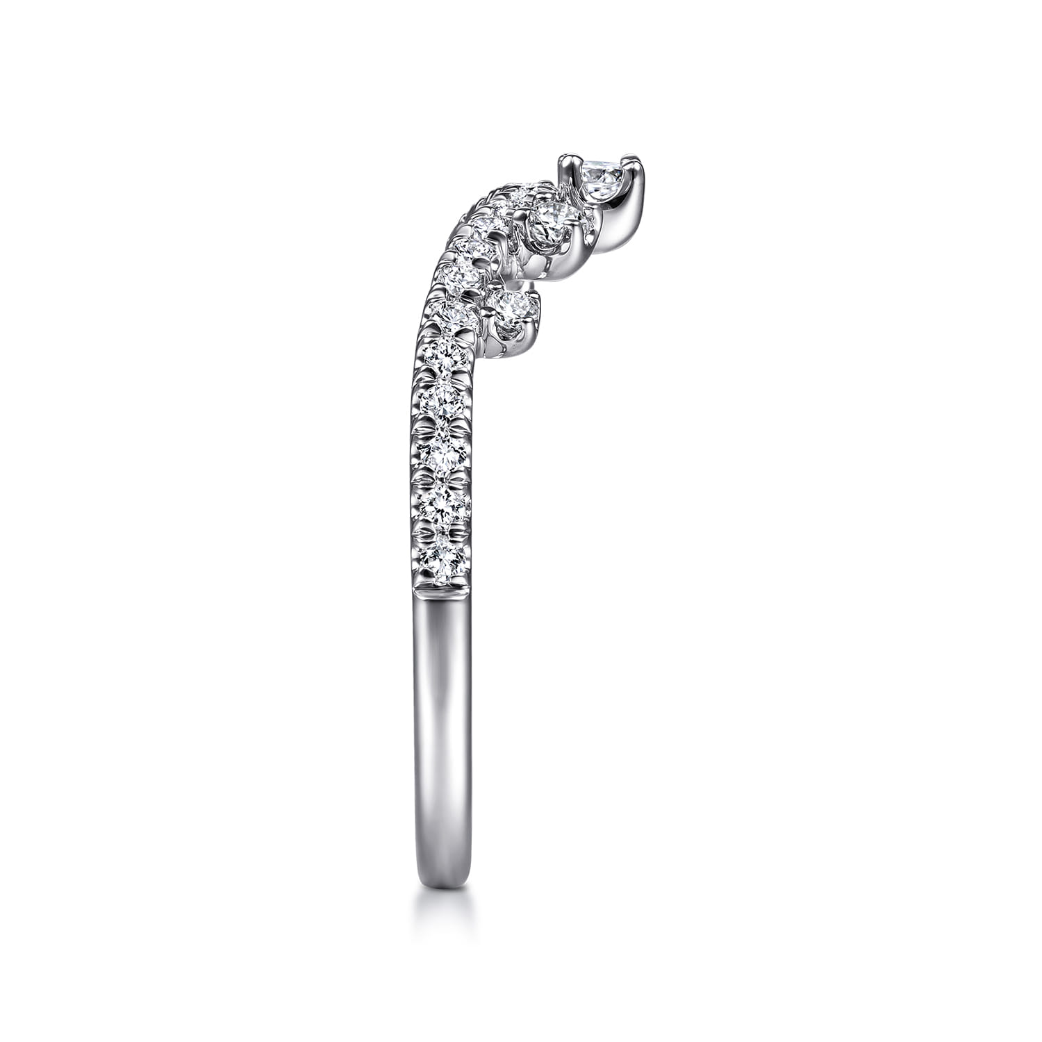 Curved Wedding Ring in 14k White Gold with Round Natural Diamond at Gabriel & Co. - Shot 4