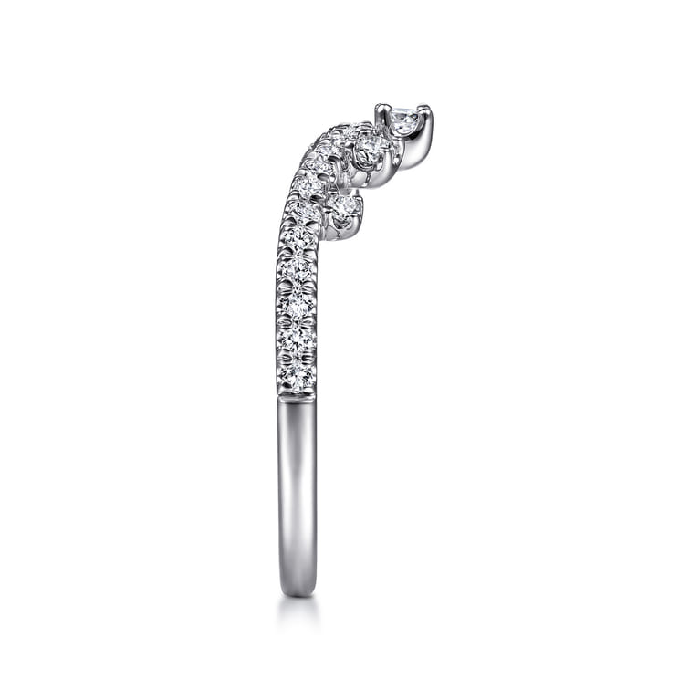 Curved Wedding Ring in 14k White Gold with Round Natural Diamond at Gabriel & Co. - Shot 4