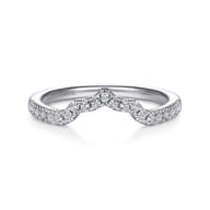 14K White Gold Curved Diamond Wedding Band