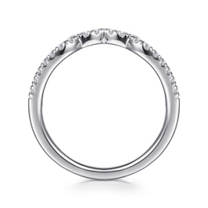 14K White Gold Curved Diamond Wedding Band