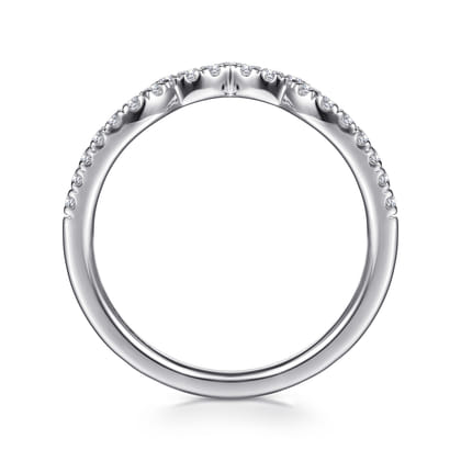 14K White Gold Curved Diamond Wedding Band