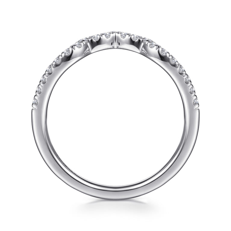 Curved Wedding Ring in 14k White Gold with Round Natural Diamond at Gabriel & Co. - Shot 2