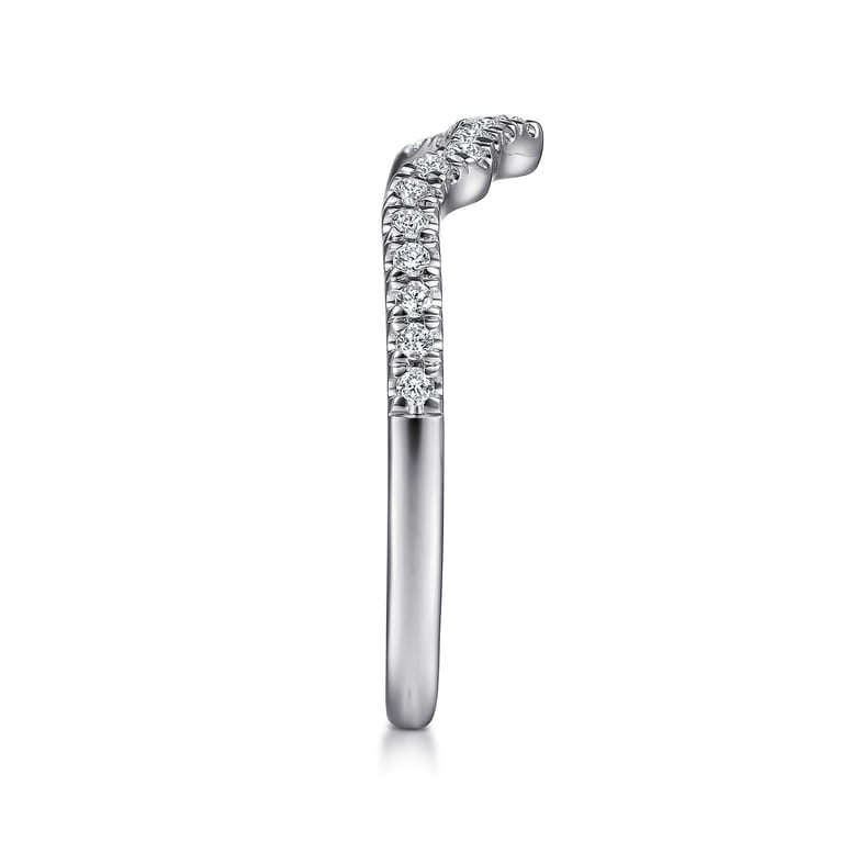 Curved Wedding Ring in 14k White Gold with Round Natural Diamond at Gabriel & Co. - Shot 4