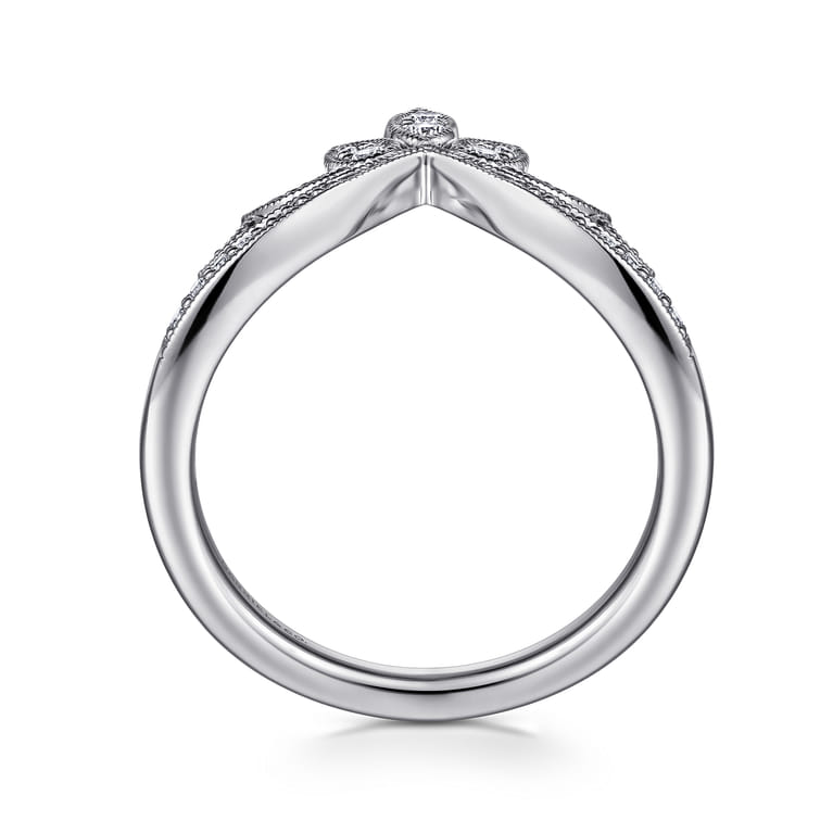 Curved Wedding Ring in 14k White Gold with Round Natural Diamond at Gabriel & Co. - Shot 2