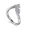Curved Wedding Ring in 14k White Gold with Round Natural Diamond at Gabriel & Co.