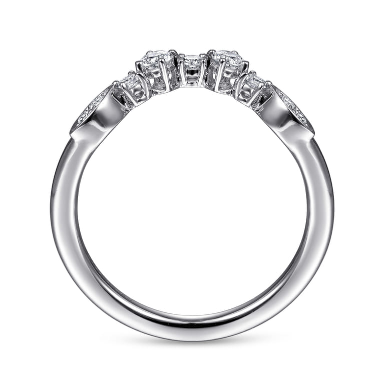 Curved Wedding Ring in 14k White Gold with Round Natural Diamond at Gabriel & Co. - Shot 2