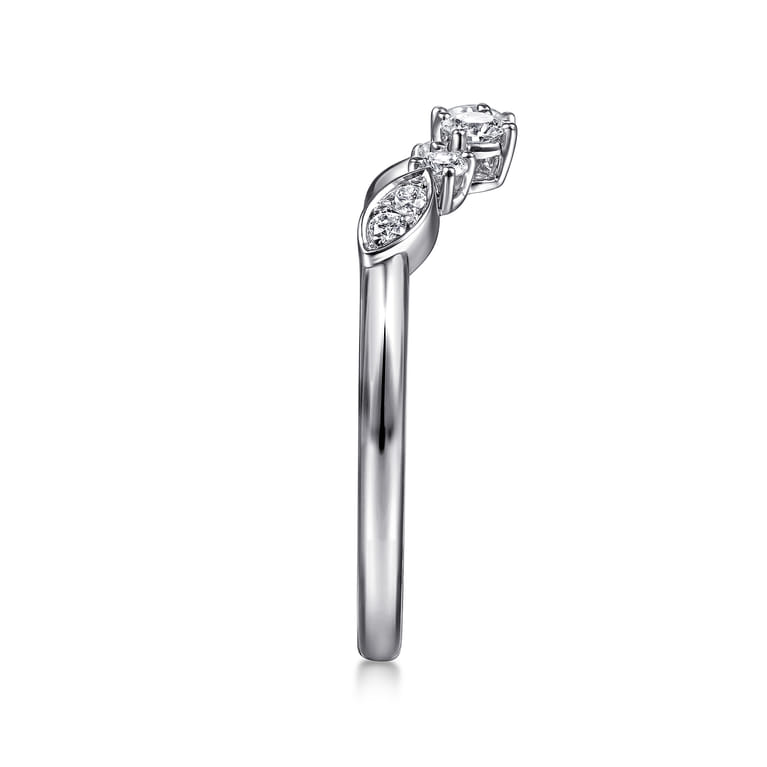 Curved Wedding Ring in 14k White Gold with Round Natural Diamond at Gabriel & Co. - Shot 4