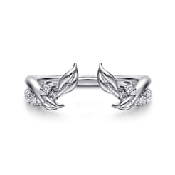 14K White Gold Curved Floral Open Diamond Ring