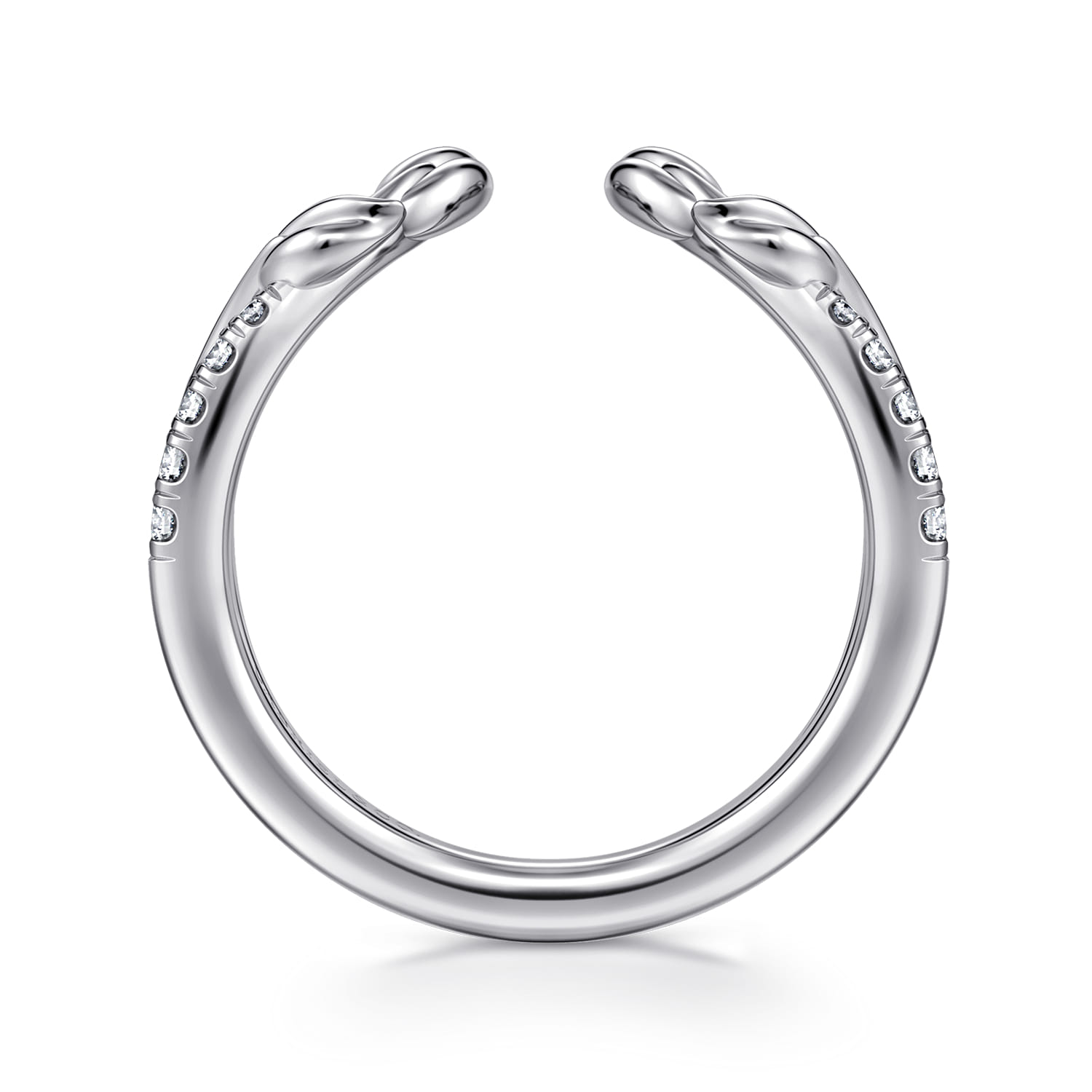 14K White Gold Curved Floral Open Diamond Ring