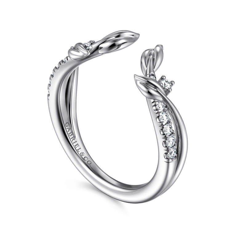 Open Ring Wedding Ring in 14k White Gold with Round Natural Diamond at Gabriel & Co. - Shot 3
