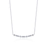 14K White Gold Curved Geometric Diamond Bar Necklace - 0.08 ct