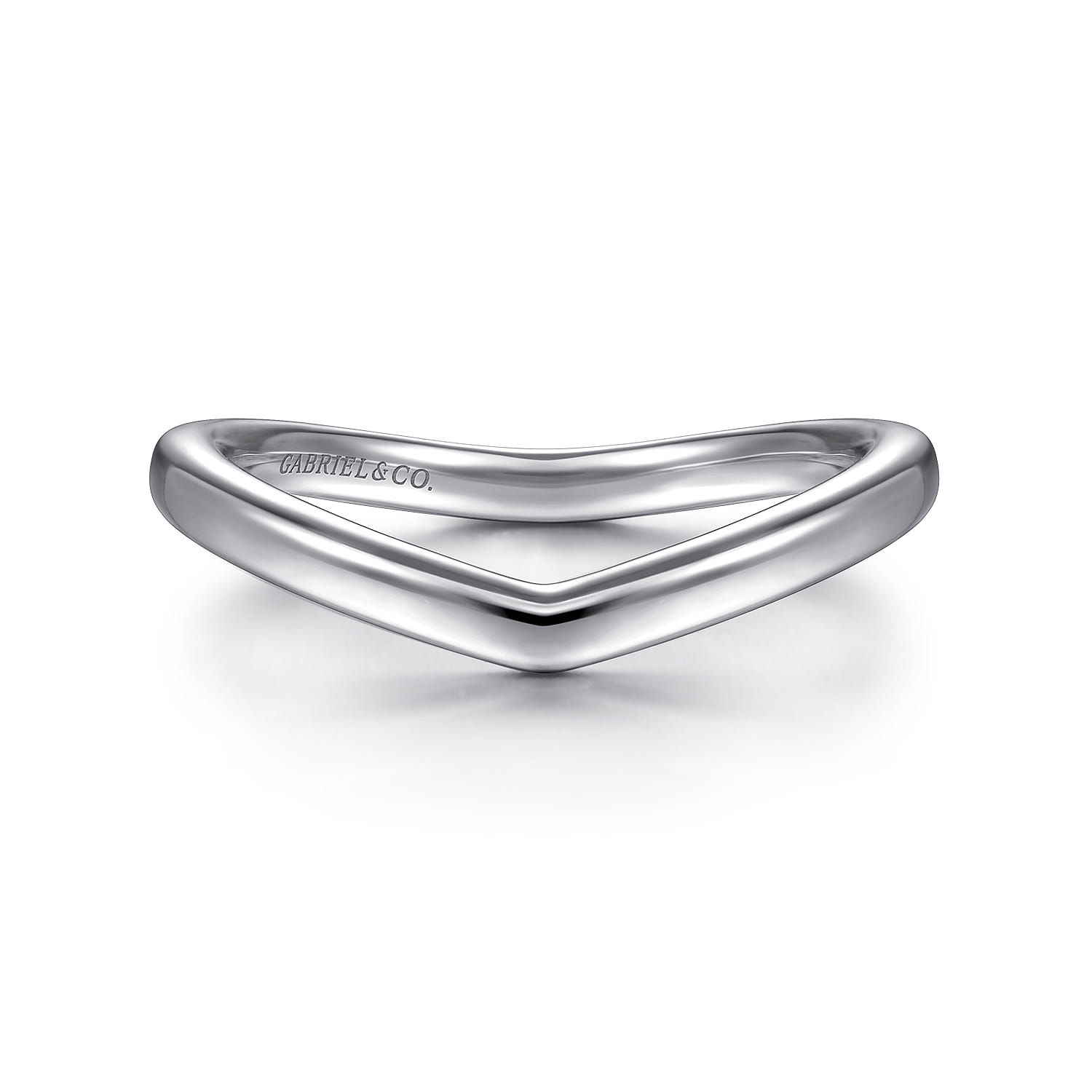 14K White Gold Curved Matching Wedding Band - Shot 1