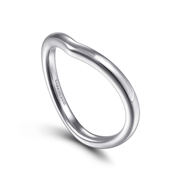 14K White Gold Curved Matching Wedding Band - Shot 3