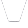 14K White Gold Curved Pave Diamond Bar Necklace - 0.1 ct
