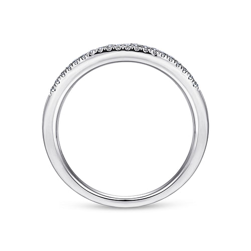 14K White Gold Curved Pave Diamond Ring - 0.8 ct - Shot 2