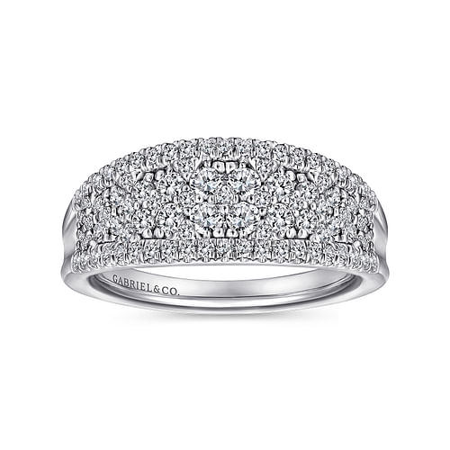 14K White Gold Curved Pave Diamond Ring - 0.8 ct - Shot 4
