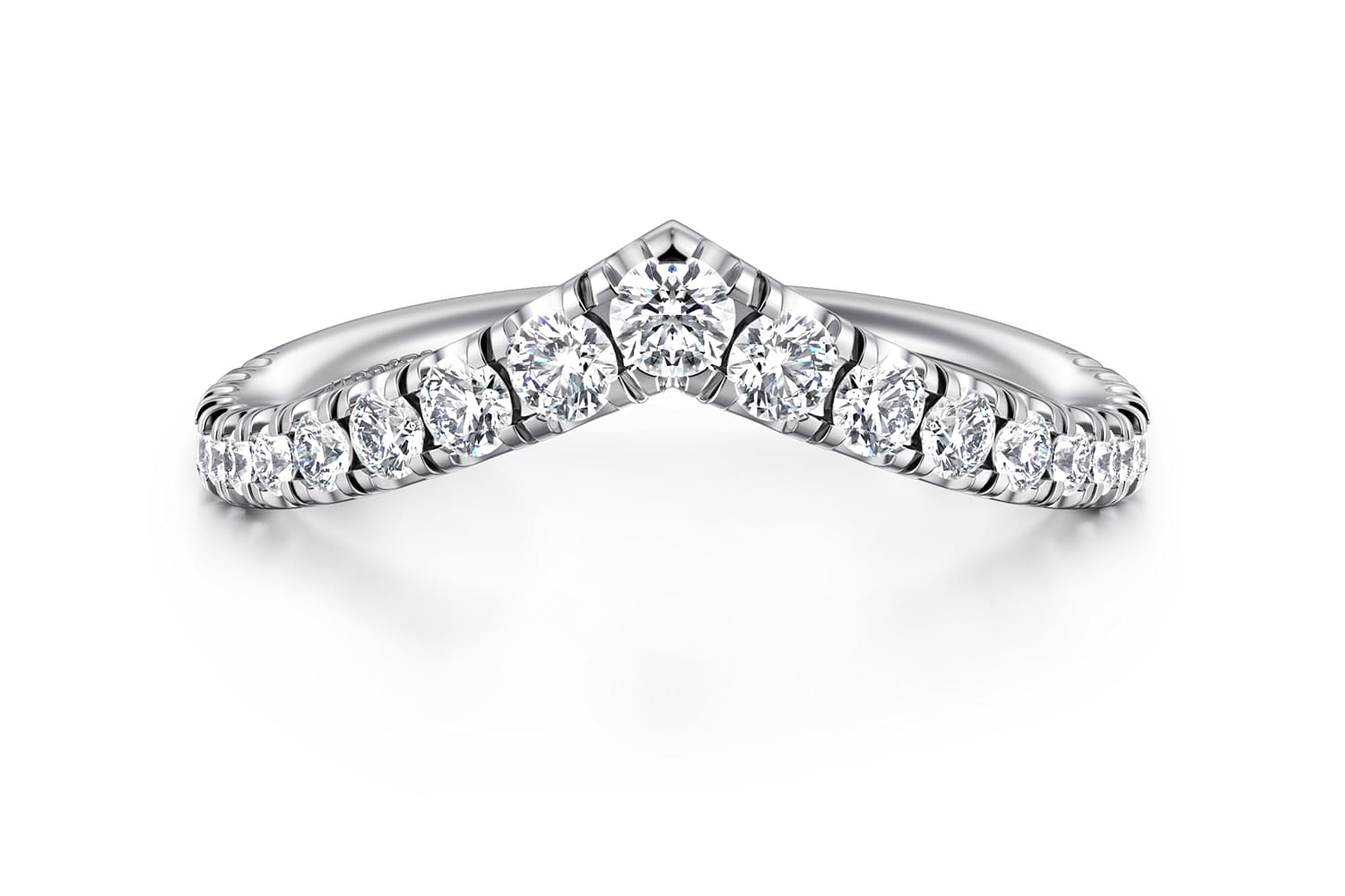 Curved Wedding Ring in 14k White Gold with Round Natural Diamond at Gabriel & Co. - Shot 1